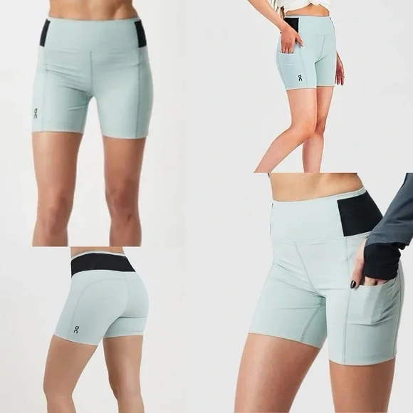 On Running Women's Mint and Black Sprinter Bike Shorts - Picture 6 of 6